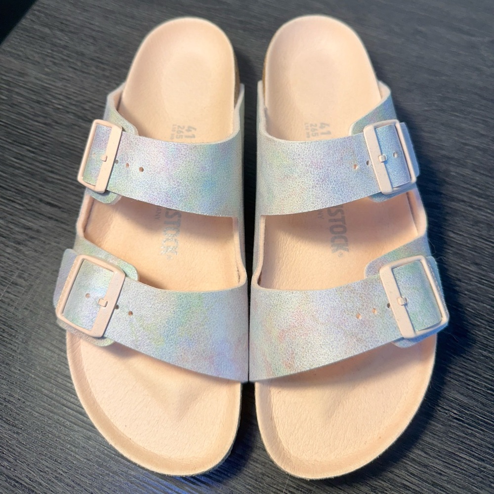 Birkenstock Arizona Vegan. Rose/Iridescent